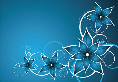 abstract blue vector background with flowerのイラスト素材