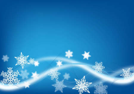 abstract blue christmas background with snow flakesの写真素材