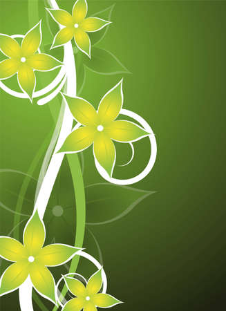 abstract green floral ornament with flowersの写真素材