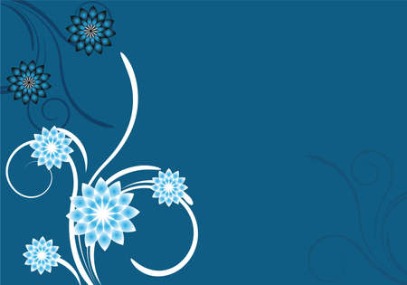 abstract blue floral background with flowersの写真素材