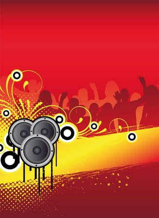 red abstract party flyer design with dancing peopleの写真素材