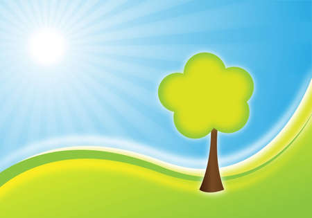 nature background with sun and treeの写真素材