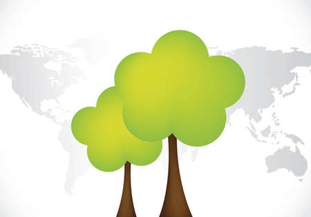 environment design / background with trees and world mapの写真素材