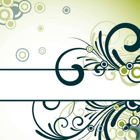 an abstract text frame with floral design in greenの写真素材