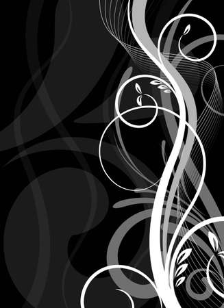 an abstract black and white floral vector designのイラスト素材