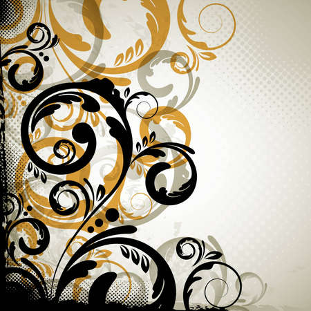 an abstract and grungy vintage floral designの写真素材