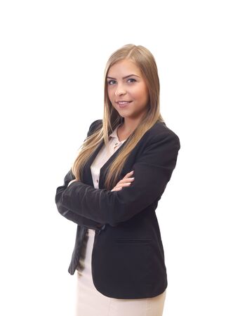 Portrait of a beautiful young business woman on isolated の写真素材