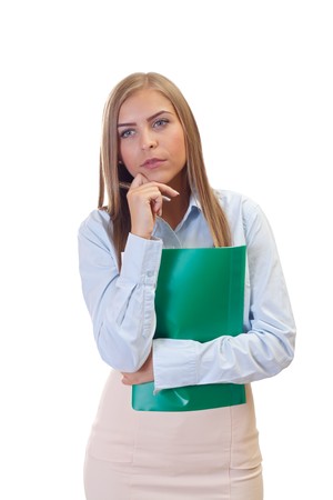 Portrait of a beautiful young business woman on isolated の写真素材