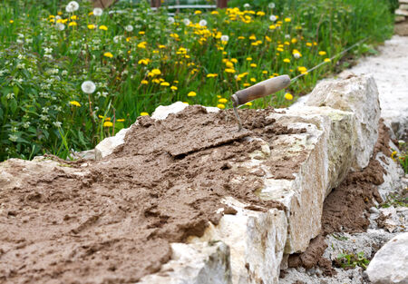 Picture of a countryside wall constructionの写真素材