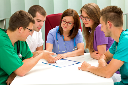 A medical team meeting in the hospitalの写真素材