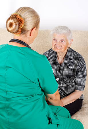 Picture of a senior woman and her caregiverの写真素材