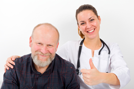 Picture of a senior man and a doctorの写真素材
