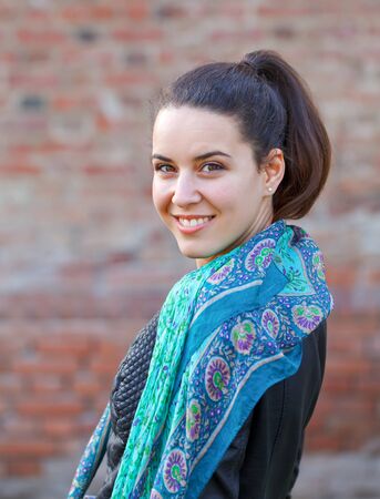 Picture of a beautiful young woman outdoorの写真素材