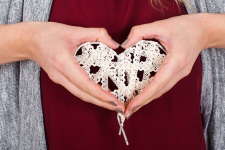 Close up picture of a handmade heart-gift for Valentine's day