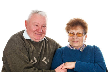 Picture of a happy elderly couple posing on an isolated backgroundの写真素材