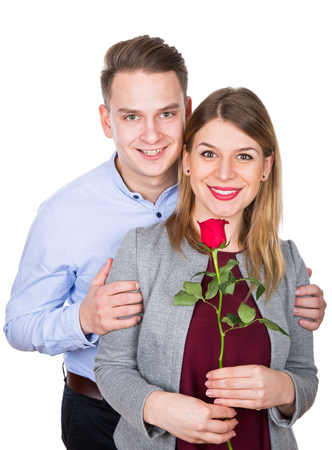 Picture of a happy young couple on Valentine's dayの写真素材