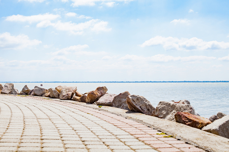 Picture of Lake Balaton's waterside and rocks in Hungaryの写真素材