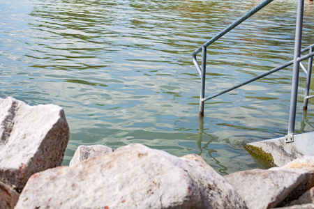 Picture of Lake Balaton's waterside and rocks in Hungaryの写真素材