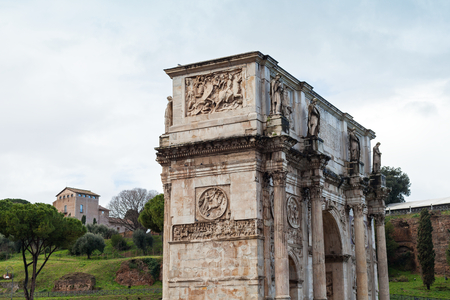 Beautiful picture of roman architecture in Rome, Italy - ruins of ancient roman cultureの写真素材