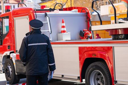 Picture of a new fire truck on mission in Cluj-Napoca, Romania