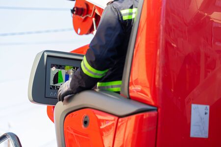 Picture of a new fire truck on mission in Cluj-Napoca, Romania