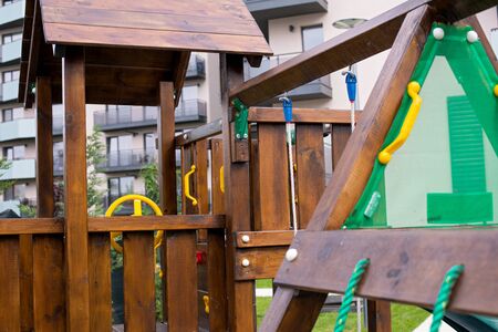 Picture of a colourful  new playground, in a residential areaの写真素材
