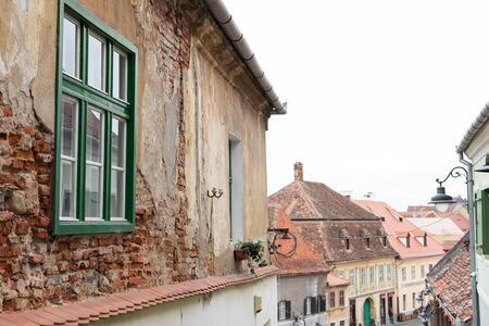 Buildings in the center of the famous city of Sibiu, situated in Romaniaの写真素材