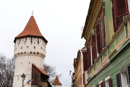 Buildings in the center of the famous city of Sibiu, situated in Romaniaの写真素材