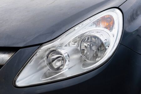 Close up picture of the modern car led headlights