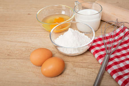 Homemade gingerbread ingredients on wooden table - Advent activity tradition, Christmas recipesの写真素材