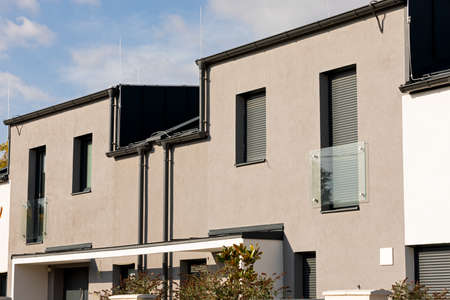 Close up picture of modern family house in Budapest, Hungary - luxurious neighborhood