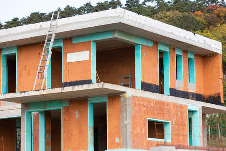 Picture of new house under construction, building area outdoor
