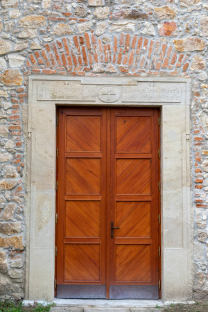 Photo of a wood entrance doorの写真素材