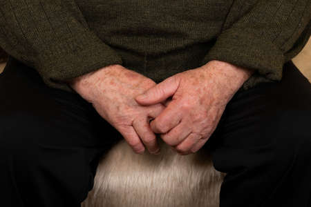 Close up picture of a senior man's hands