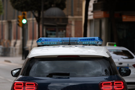 Picture of the flashing lights of the police car