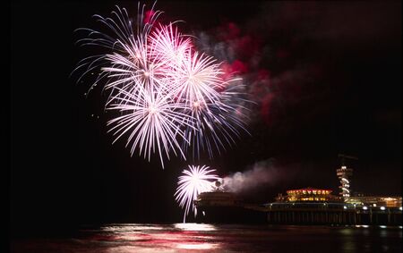 Fireworks at the beachの写真素材