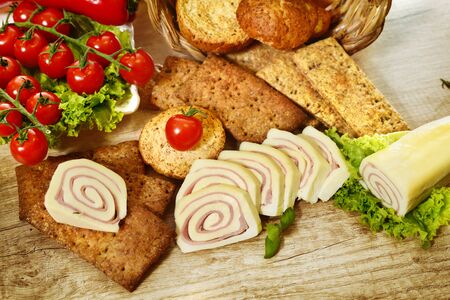Arranged cheese with baby tomatoes,  Continental Breakfast の写真素材