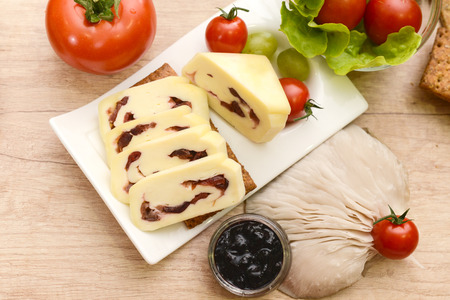 Selection of cheese - organic dairy products の写真素材