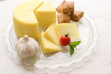 Selection of cheese - organic dairy products の写真素材