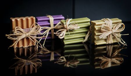 Greek olive soap - Arranged closeup.