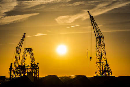sunset on the industrial area of Rotterdam, Netherlands