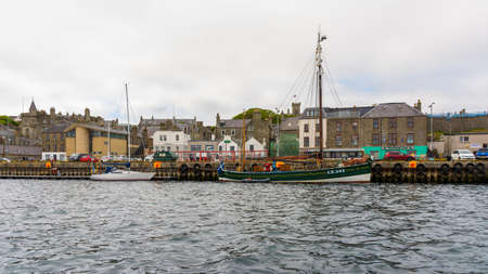 Lerwick, Shetland Islands - 06/09/2018: typical Victorian architecture in the port of Lerwick