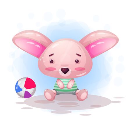 Cute chinchillas with ball illustration Premium Vectorのイラスト素材