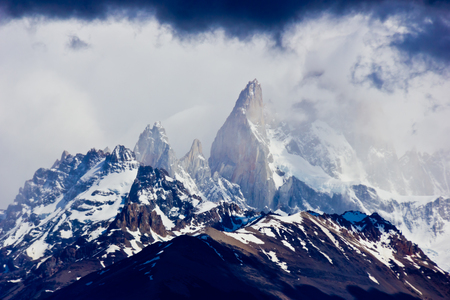 Torres del Paine dramatic clouds viewの写真素材