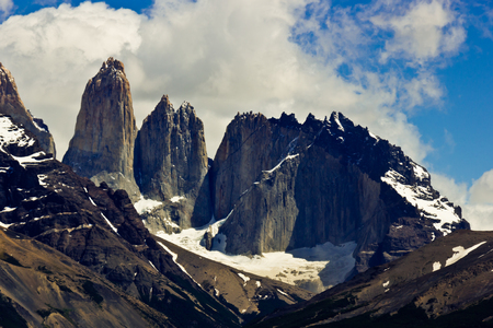 Majestic view on the peaks of Torres del Paineの写真素材