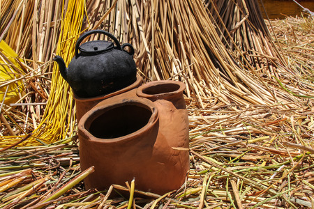 Ceramic oven on floating isle of Los Urosの写真素材