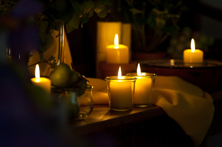Multiple candles arrangementの写真素材