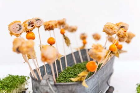 Pikes with appetizers in bucketの写真素材