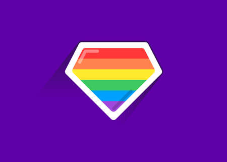 LGBT superhero shield icon. LGBT pride flag in vector format. Rainbow color flag.のイラスト素材