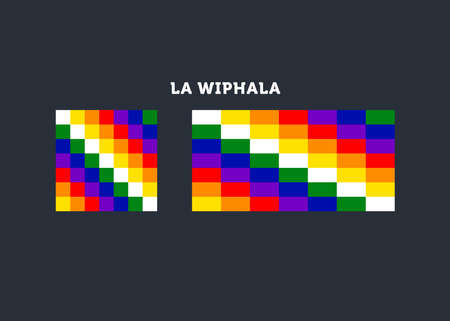 The Wiphala, square emblem, flag to represent some native peoples of the Andes, Peru, Bolivia, Ecuador, Argentina, Chile and Colombia. Inti Raymi. Pacha mama.のイラスト素材